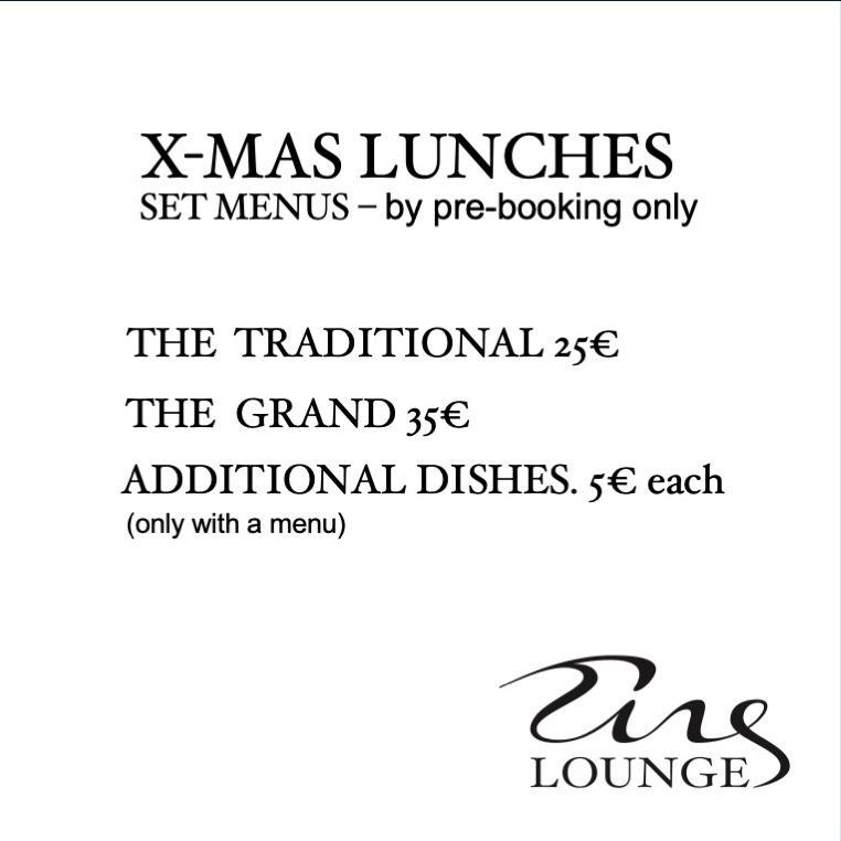 Tings Lounge X-Mas Lunches English